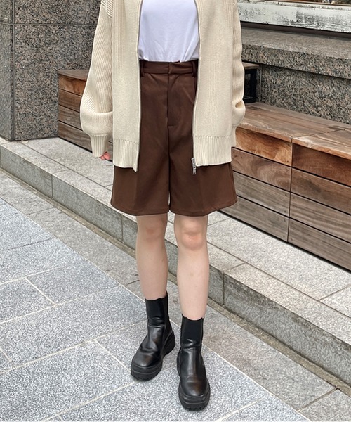 LE MORE（リモア）の「起毛ツイルハーフパンツ（その他パンツ・レディース・ブラック/ブラウン/アイボリー/グレー・FREE）」の4枚目の写真