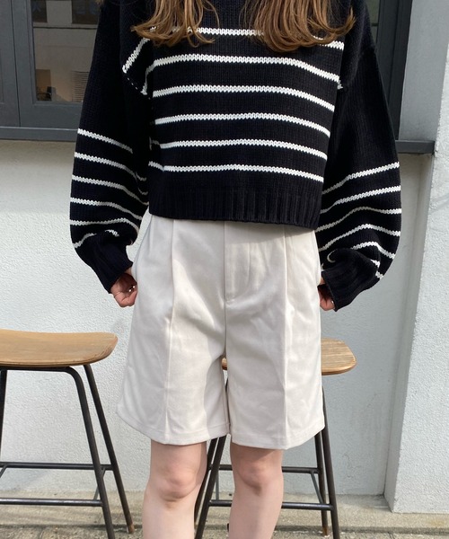 LE MORE（リモア）の「起毛ツイルハーフパンツ（その他パンツ・レディース・ブラック/ブラウン/アイボリー/グレー・FREE）」の2枚目の写真