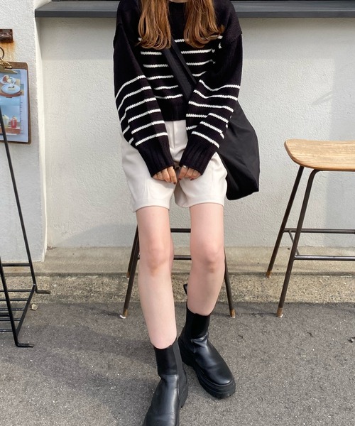 LE MORE（リモア）の「起毛ツイルハーフパンツ（その他パンツ・レディース・ブラック/ブラウン/アイボリー/グレー・FREE）」の12枚目の写真