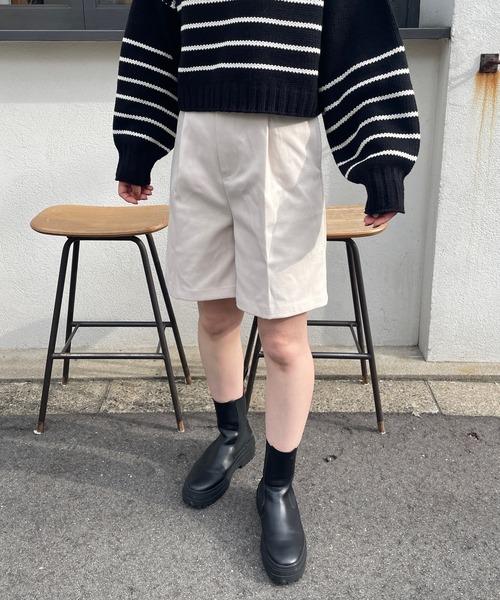 LE MORE（リモア）の「起毛ツイルハーフパンツ（その他パンツ・レディース・ブラック/ブラウン/アイボリー/グレー・FREE）」の11枚目の写真