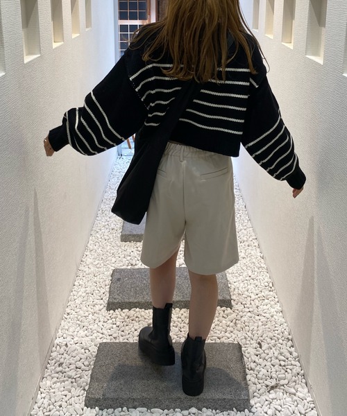 LE MORE（リモア）の「起毛ツイルハーフパンツ（その他パンツ・レディース・ブラック/ブラウン/アイボリー/グレー・FREE）」の8枚目の写真