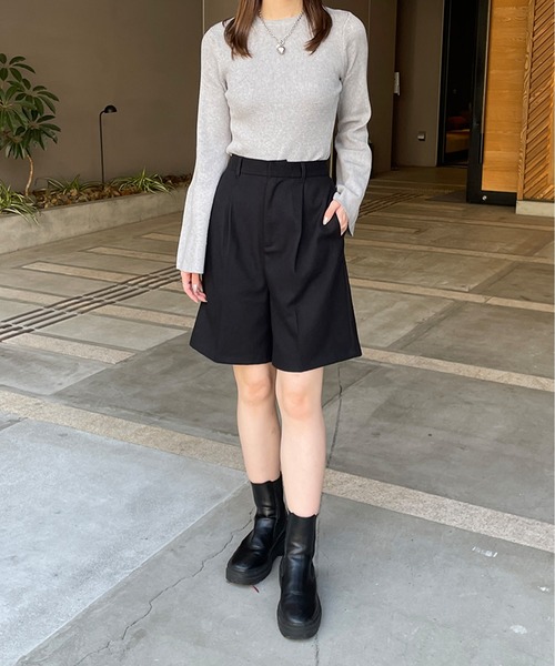 LE MORE（リモア）の「起毛ツイルハーフパンツ（その他パンツ・レディース・ブラック/ブラウン/アイボリー/グレー・FREE）」の6枚目の写真