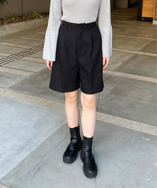 LE MORE（リモア）の「起毛ツイルハーフパンツ（その他パンツ・レディース・ブラック/ブラウン/アイボリー/グレー・FREE）」の5枚目の写真