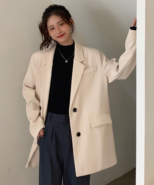 DAY CLOSET（デイ クローゼット）の「レディース オーバーサイズシンプルテーラードジャケット（テーラードジャケット・レディース・ブラック/アイボリー/ライトブラウン・L/M）」の20枚目の写真