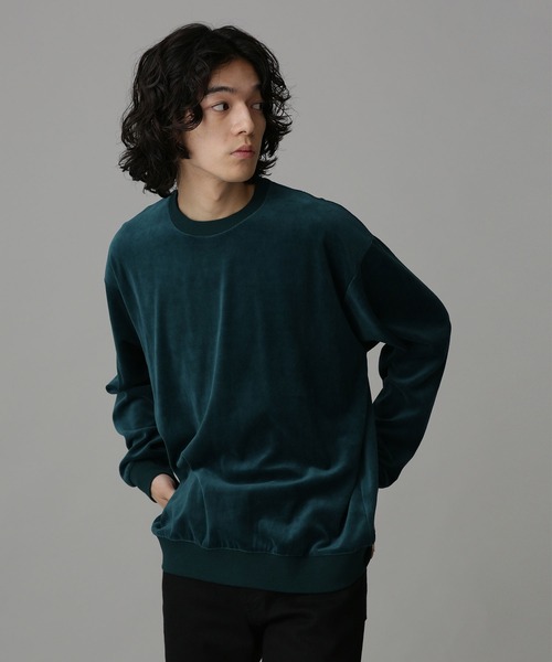 NANO universe(ナノユニバース)の「LB.04/ベロアソリッドクルーネックスウェット(スウェット・メンズ・ネイビー/グリーン/ブラック・S/M/L)」の5枚目の写真