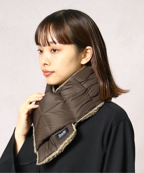 TAION（タイオン）の「【 TAION / タイオン 】 マウンテン リバーシブル ダウン × ボアマフラー YGG TAION-R201MT BOA（マフラー・レディース・ライトブラウン/ダークネイビー/オリーブドラブ・FREE）」の9枚目の写真