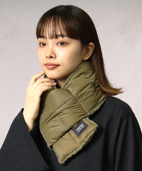 TAION（タイオン）の「【 TAION / タイオン 】 マウンテン リバーシブル ダウン × ボアマフラー YGG TAION-R201MT BOA（マフラー・レディース・ライトブラウン/ダークネイビー/オリーブドラブ・FREE）」の16枚目の写真