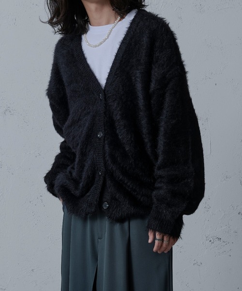 Ellno Loset（エルノロゼット）の「シャギールーズカーディガン（カーディガン/ボレロ・メンズ・グリーン/ブラック/ライトグレー/パープル・MEDIUM/LARGE）」の2枚目の写真