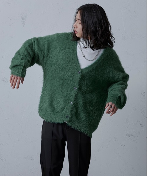 Ellno Loset（エルノロゼット）の「シャギールーズカーディガン（カーディガン/ボレロ・メンズ・グリーン/ブラック/ライトグレー/パープル・MEDIUM/LARGE）」の10枚目の写真