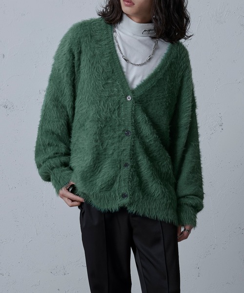 Ellno Loset（エルノロゼット）の「シャギールーズカーディガン（カーディガン/ボレロ・メンズ・グリーン/ブラック/ライトグレー/パープル・MEDIUM/LARGE）」の22枚目の写真