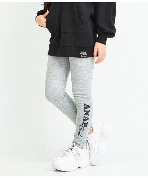 ANAP GｉRL（アナップガール）の「サイドロゴ裏シャギーレギンス（レギンス/スパッツ・キッズ・ブラック/ライトグレー・XS/S/M）」の2枚目の写真