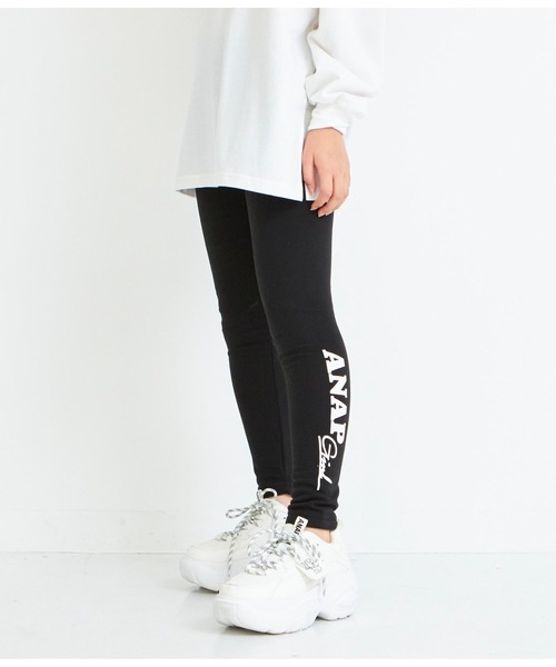 ANAP GｉRL（アナップガール）の「サイドロゴ裏シャギーレギンス（レギンス/スパッツ・キッズ・ブラック/ライトグレー・XS/S/M）」の5枚目の写真