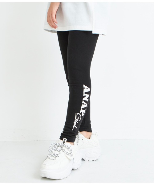 ANAP GｉRL（アナップガール）の「サイドロゴ裏シャギーレギンス（レギンス/スパッツ・キッズ・ブラック/ライトグレー・XS/S/M）」の6枚目の写真