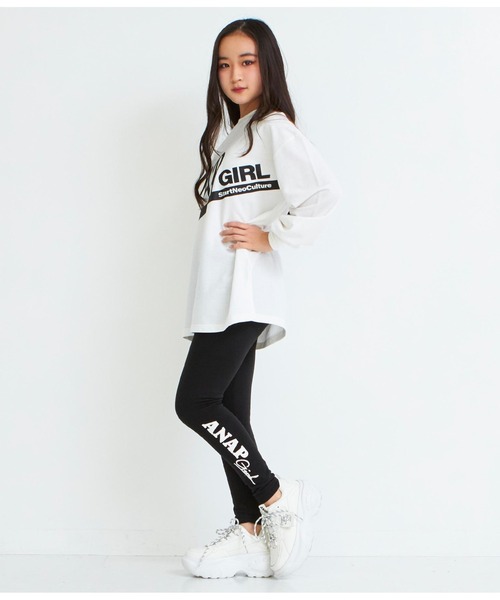 ANAP GｉRL（アナップガール）の「サイドロゴ裏シャギーレギンス（レギンス/スパッツ・キッズ・ブラック/ライトグレー・XS/S/M）」の8枚目の写真