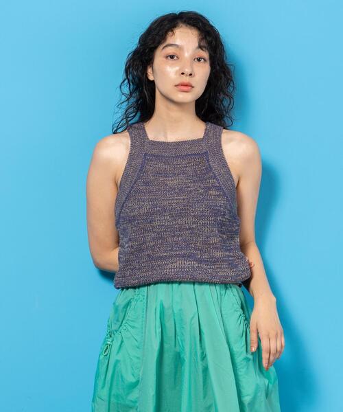 CITEN（シテン）の「＜CITEN＞アメスリ メランジニット タンクトップ（ベスト・レディース・イエロー/ネイビー・FREE）」の5枚目の写真