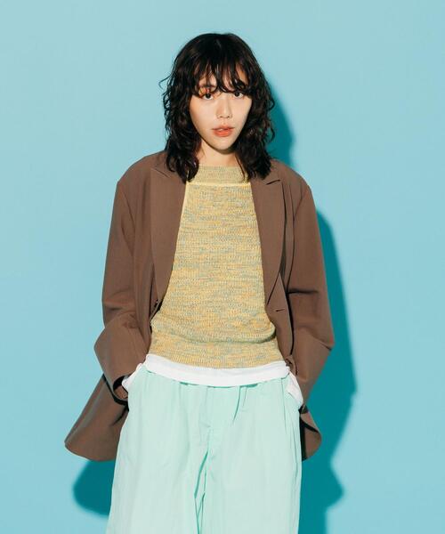 CITEN（シテン）の「＜CITEN＞アメスリ メランジニット タンクトップ（ベスト・レディース・イエロー/ネイビー・FREE）」の11枚目の写真