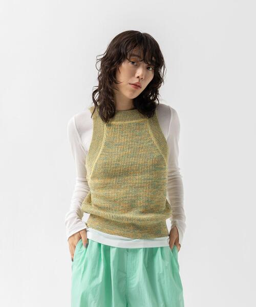 CITEN（シテン）の「＜CITEN＞アメスリ メランジニット タンクトップ（ベスト・レディース・イエロー/ネイビー・FREE）」の18枚目の写真