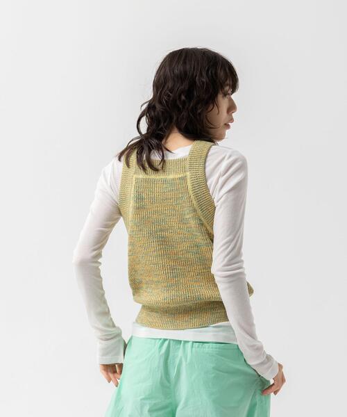 CITEN（シテン）の「＜CITEN＞アメスリ メランジニット タンクトップ（ベスト・レディース・イエロー/ネイビー・FREE）」の20枚目の写真