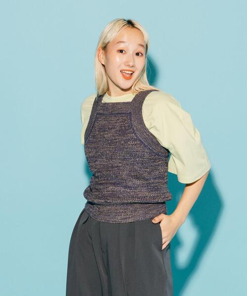 CITEN（シテン）の「＜CITEN＞アメスリ メランジニット タンクトップ（ベスト・レディース・イエロー/ネイビー・FREE）」の22枚目の写真