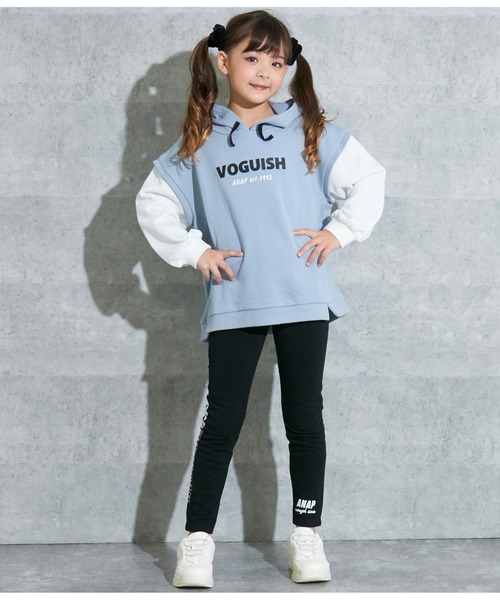 ANAP kids(アナップキッズ)の「ドッキング風フーディトップススウェット(パーカー・キッズ・サックスブルー/ブラック/ベージュ・110cm/130cm/120cm)」の8枚目の写真