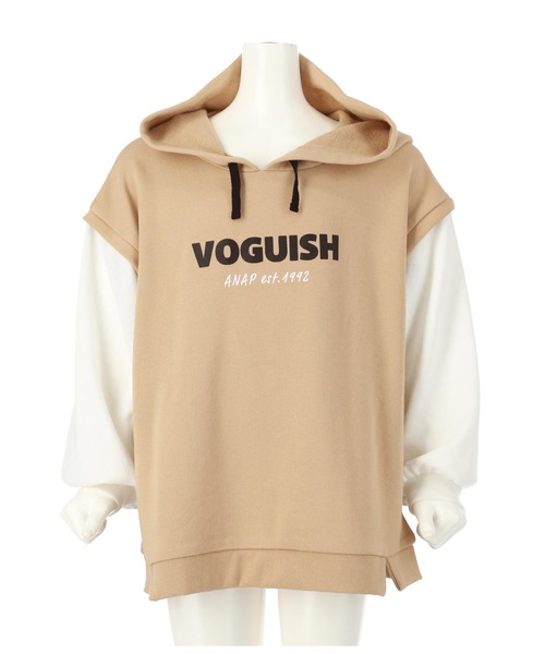 ANAP kids(アナップキッズ)の「ドッキング風フーディトップススウェット(パーカー・キッズ・サックスブルー/ブラック/ベージュ・110cm/130cm/120cm)」の9枚目の写真