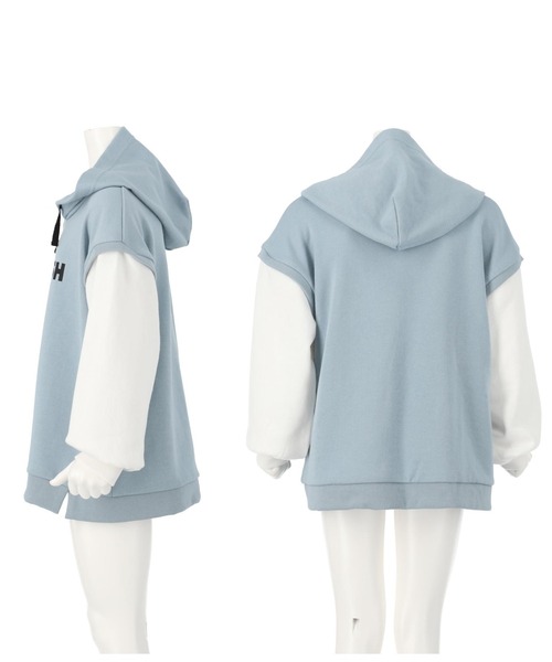 ANAP kids(アナップキッズ)の「ドッキング風フーディトップススウェット(パーカー・キッズ・サックスブルー/ブラック/ベージュ・110cm/130cm/120cm)」の11枚目の写真