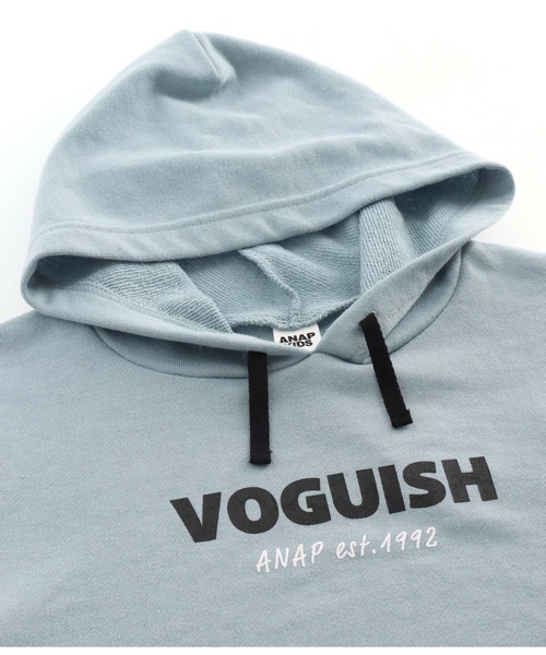 ANAP kids(アナップキッズ)の「ドッキング風フーディトップススウェット(パーカー・キッズ・サックスブルー/ブラック/ベージュ・110cm/130cm/120cm)」の12枚目の写真