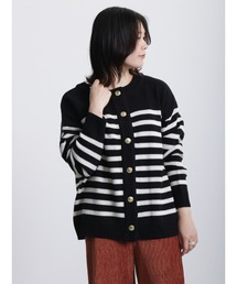 ◎無地/柄アソート前後2way金釦カーディガン