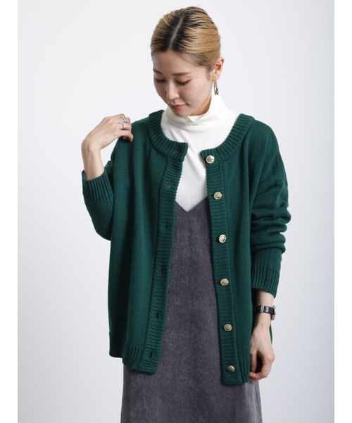 Samansa Mos2 blue（サマンサモスモスブルー）の「◎無地/柄アソート前後2way金釦カーディガン（カーディガン/ボレロ・レディース・ブラック/オフホワイト/キナリ/グリーン・ﾌﾘ-）」の9枚目の写真