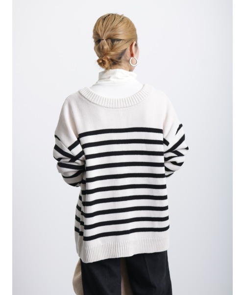 Samansa Mos2 blue（サマンサモスモスブルー）の「◎無地/柄アソート前後2way金釦カーディガン（カーディガン/ボレロ・レディース・ブラック/オフホワイト/キナリ/グリーン・ﾌﾘ-）」の22枚目の写真