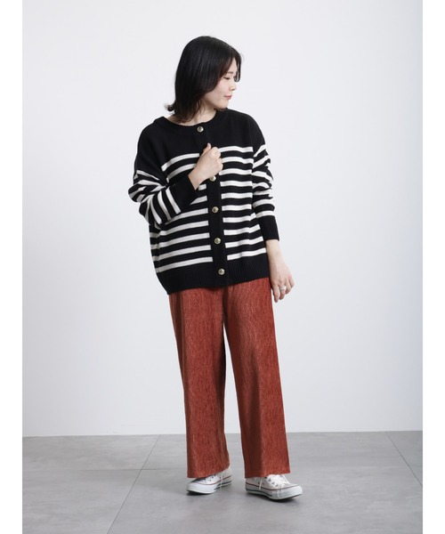 Samansa Mos2 blue（サマンサモスモスブルー）の「◎無地/柄アソート前後2way金釦カーディガン（カーディガン/ボレロ・レディース・ブラック/オフホワイト/キナリ/グリーン・ﾌﾘ-）」の10枚目の写真