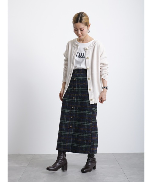 Samansa Mos2 blue（サマンサモスモスブルー）の「◎無地/柄アソート前後2way金釦カーディガン（カーディガン/ボレロ・レディース・ブラック/オフホワイト/キナリ/グリーン・ﾌﾘ-）」の14枚目の写真