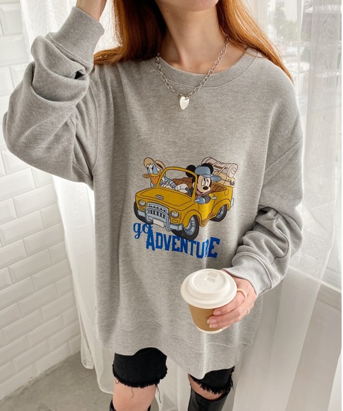 Disney（ディズニー）の「Disney/MICKEYMOUSE/DONALDDUCK/GOADVENTURE/スウェット/ディズニー/ミッキーマウス/ドナルドダック/キャラクター（スウェット・レディース・杢グレー/ホワイト・S/M/L/XL）」の3枚目の写真