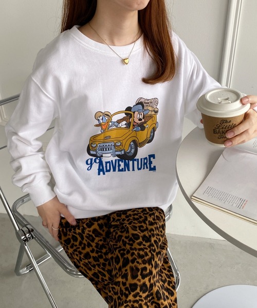 Disney（ディズニー）の「Disney/MICKEYMOUSE/DONALDDUCK/GOADVENTURE/スウェット/ディズニー/ミッキーマウス/ドナルドダック/キャラクター（スウェット・レディース・杢グレー/ホワイト・S/M/L/XL）」の7枚目の写真