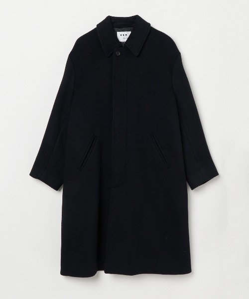 three dots（スリードッツ）の「【UNISEX】ウールビーバー ステンカラーコート（ステンカラーコート・レディース・ブラック/キャメル・SMALL/MEDIUM/LARGE）」の2枚目の写真