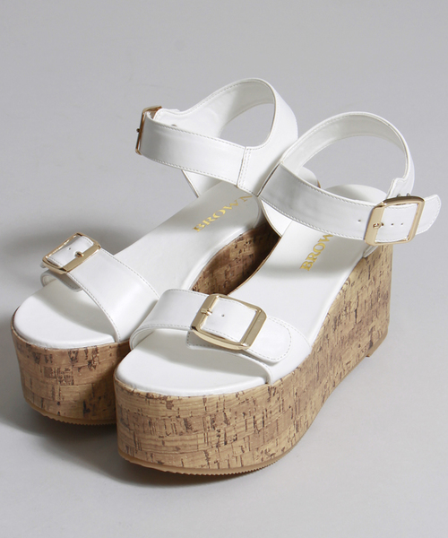 WEGO(ウィゴー)の「WEGO/厚底コルクサンダル(サンダル・レディース・ブラック/インディゴブルー/シルバー/ホワイト・LARGE/MEDIUM)」の5枚目の写真