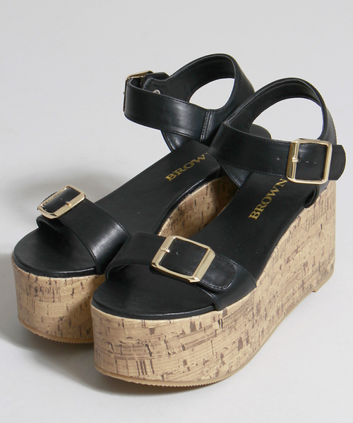 WEGO(ウィゴー)の「WEGO/厚底コルクサンダル(サンダル・レディース・ブラック/インディゴブルー/シルバー/ホワイト・LARGE/MEDIUM)」の6枚目の写真