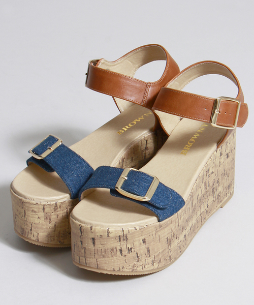 WEGO(ウィゴー)の「WEGO/厚底コルクサンダル(サンダル・レディース・ブラック/インディゴブルー/シルバー/ホワイト・LARGE/MEDIUM)」の7枚目の写真
