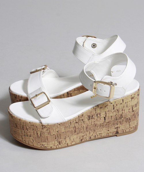 WEGO(ウィゴー)の「WEGO/厚底コルクサンダル(サンダル・レディース・ブラック/インディゴブルー/シルバー/ホワイト・LARGE/MEDIUM)」の9枚目の写真