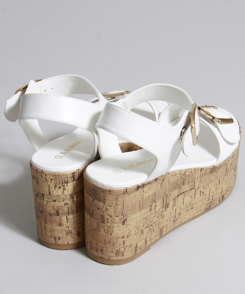 WEGO(ウィゴー)の「WEGO/厚底コルクサンダル(サンダル・レディース・ブラック/インディゴブルー/シルバー/ホワイト・LARGE/MEDIUM)」の10枚目の写真