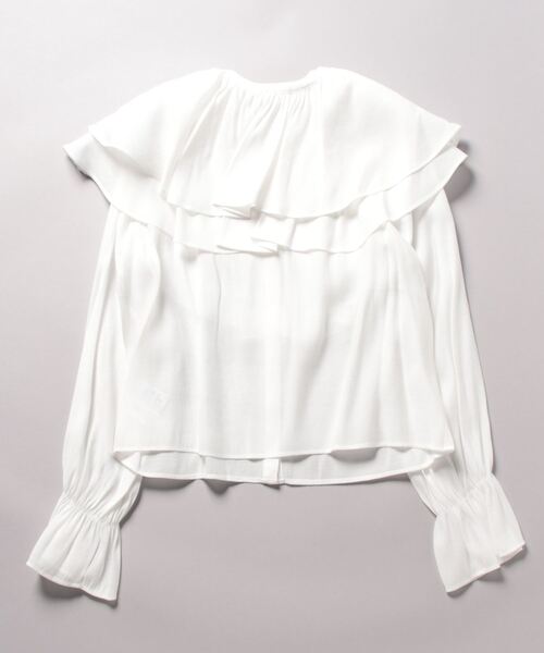 ギャザーカラー付きフリルブラウス
