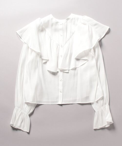 ギャザーカラー付きフリルブラウス