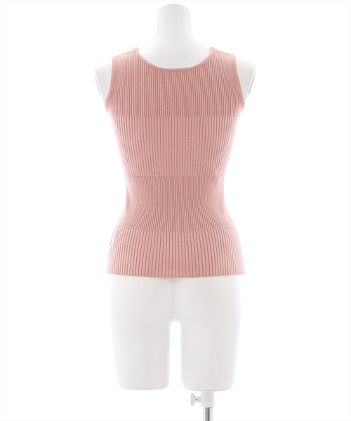 clear(クリア)の「編地切り替えリブノースリニットトップス(タンクトップ・レディース・ピンク/オフホワイト/ブルー/ベージュ/ブラック/グリーン/ブラウン・F)」の11枚目の写真