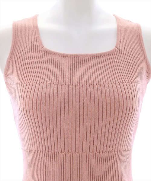 clear(クリア)の「編地切り替えリブノースリニットトップス(タンクトップ・レディース・ピンク/オフホワイト/ブルー/ベージュ/ブラック/グリーン/ブラウン・F)」の12枚目の写真