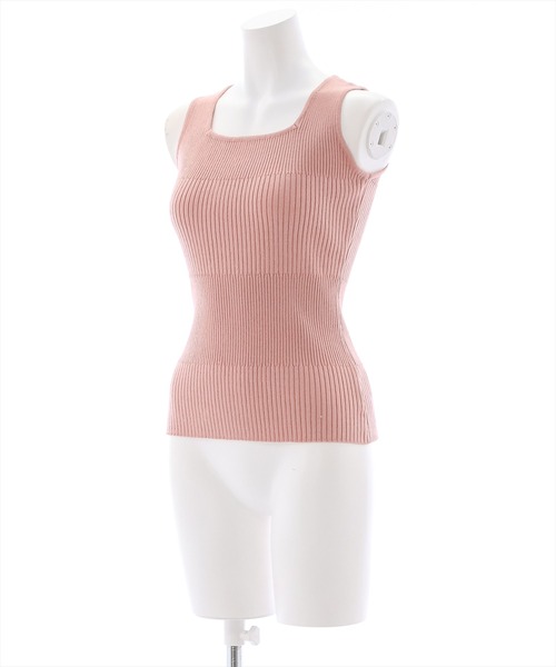 clear(クリア)の「編地切り替えリブノースリニットトップス(タンクトップ・レディース・ピンク/オフホワイト/ブルー/ベージュ/ブラック/グリーン/ブラウン・F)」の8枚目の写真