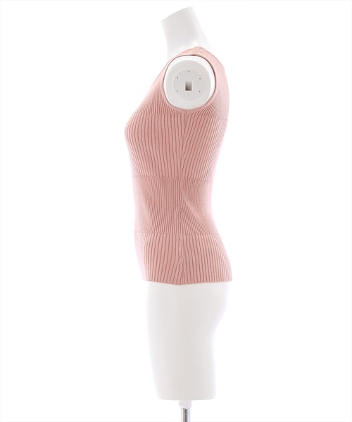 clear(クリア)の「編地切り替えリブノースリニットトップス(タンクトップ・レディース・ピンク/オフホワイト/ブルー/ベージュ/ブラック/グリーン/ブラウン・F)」の9枚目の写真