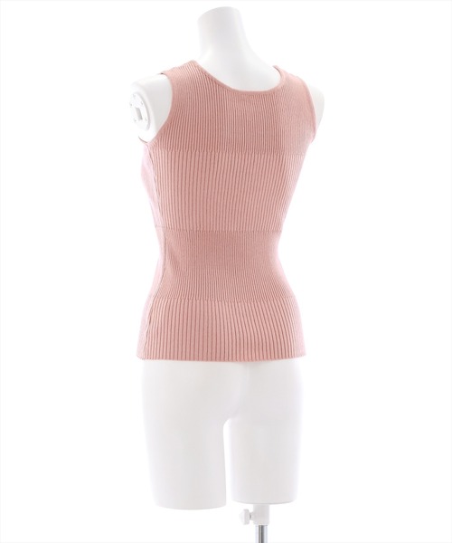 clear(クリア)の「編地切り替えリブノースリニットトップス(タンクトップ・レディース・ピンク/オフホワイト/ブルー/ベージュ/ブラック/グリーン/ブラウン・F)」の10枚目の写真