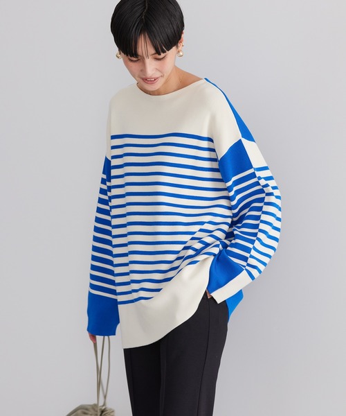 AMERICAN HOLIC（アメリカンホリック）の「パネルボーダーニットチュニック（チュニック・レディース・ネイビー/ピンク/ブルー・M/L）」の3枚目の写真