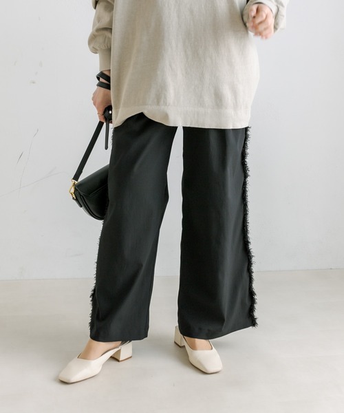 PUAL CE CIN（ピュアルセシン）の「【Du noir】サイドフリンジスラックスパンツ（スラックス・レディース・ブラック/ベージュ・FREE）」の13枚目の写真