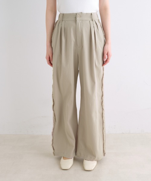 PUAL CE CIN（ピュアルセシン）の「【Du noir】サイドフリンジスラックスパンツ（スラックス・レディース・ブラック/ベージュ・FREE）」の18枚目の写真